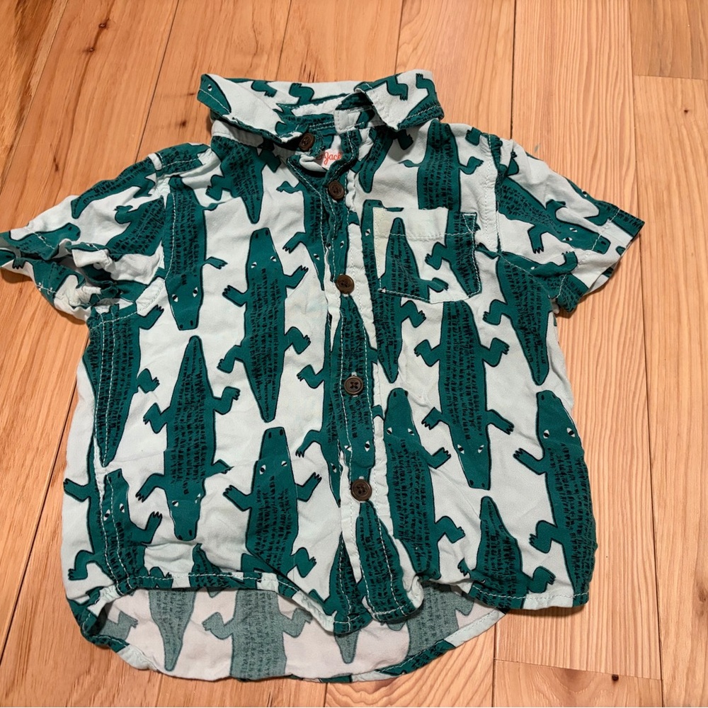 Cat & Jack Teal Alligator Button Down Shirt